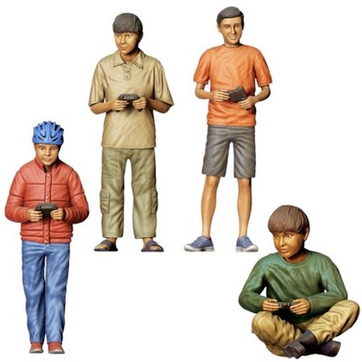 Kinder Jungs mit RC Car Set - 3D Druck Miniaturen - 1:24, 1:35, 1:48, 1:72, 1:87