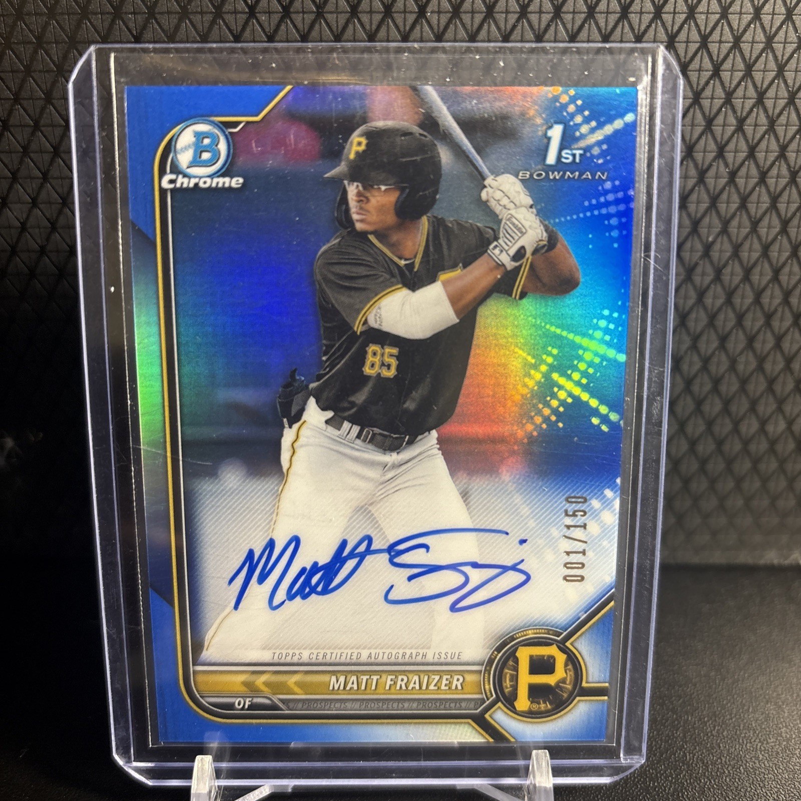 2022 Bowman Chrome 1st True Blue Refractor Auto 001/150 #CPA-MF Matt Frazier RC