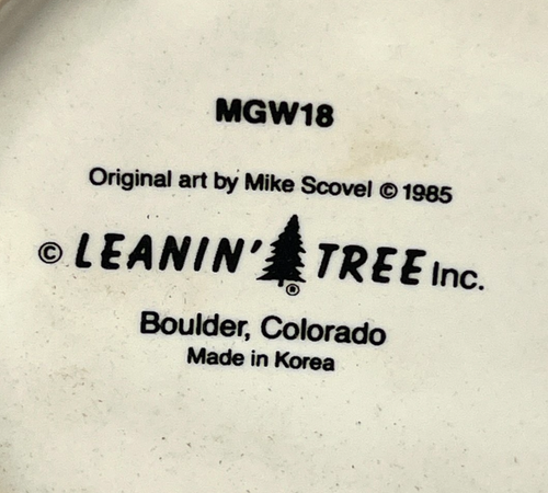 Vintage 1980 Leanin’ Tree 12oz coffee Mug Cup Mike Scovel at my best in morning - Afbeelding 9 van 12