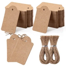 200 Pcs Brown Kraft Paper Price Tags with String Hang Tag Price Display Labels