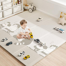 Baby Floor Play Mat 47"X47" Baby Playpen Mat, Foldable Baby Girl Playmat, Revers