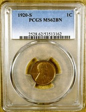 1920-S PCGS MS62 BN Lincoln Cent