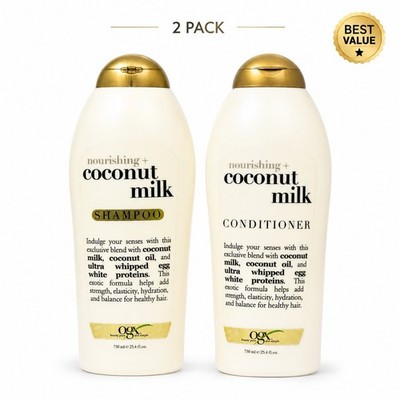 OGX Coconut Milk Shampoo & Conditioner Set 25.4oz Hydrating Hair Care Duo