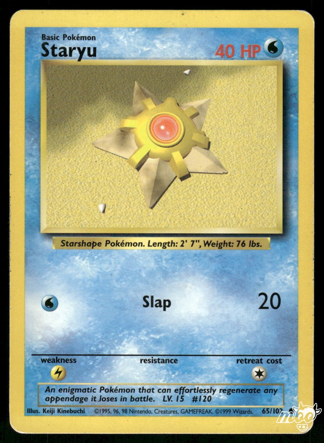 1999 Heavily Played Pokemon Staryu 65/102 Base Set