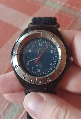 Timex Reef Gear Men's Watch, Black Case, Blue Dial, Cloth Strap w/ Fresh Battery