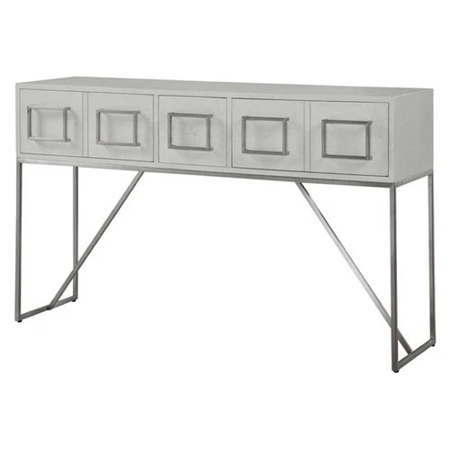 Uttermost Abaya MDF and Stainless Steel Console Table in Soft White - Picture 2 of 9