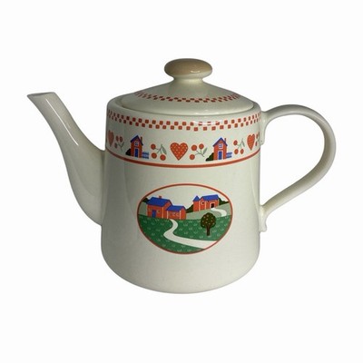 Vintage Raintree Heart & Home Teapot w/ Lid Hearts Cherry Country Kitchen