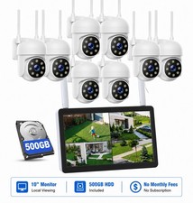 WiFi Camera Security System Wireless PTZ Outdoor Home 10" Monitor NVR CCTV Audio