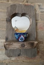 Handcrafted Heart Shape, Driftwood  Mirror With Shelf . Unique Gift. 