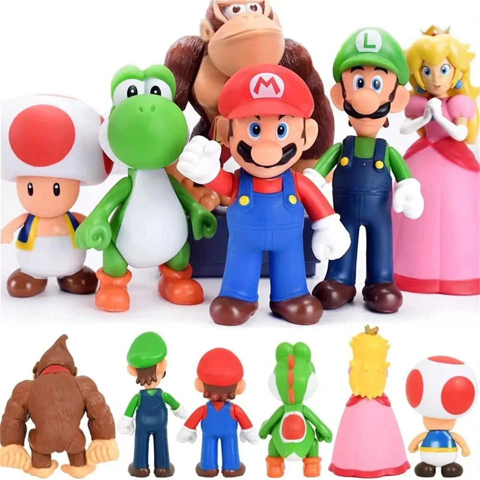 Figuras de acción Super Mario Mario Bros Luigi Yoshi Donkey Kong Wario regalo Foto 3 de 4