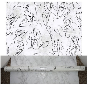 York Barely There Sketch Drawing Woman Form Pre-Pasted Wallpaper Roll RB4323