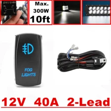 Fog Light LED Pod Wiring Harness Kit 12V 40A Fuse Relay Rocker Switch kit 2-Lead