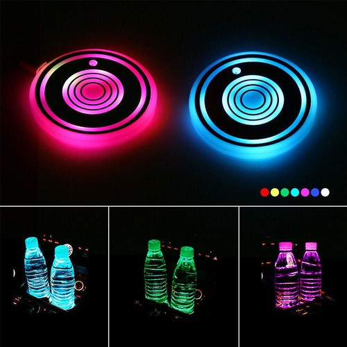 2x 7 in1 Color LED Light Drink Cup Pad Mat Insert Coaster Holder Car Accessories - Picture 16 of 18