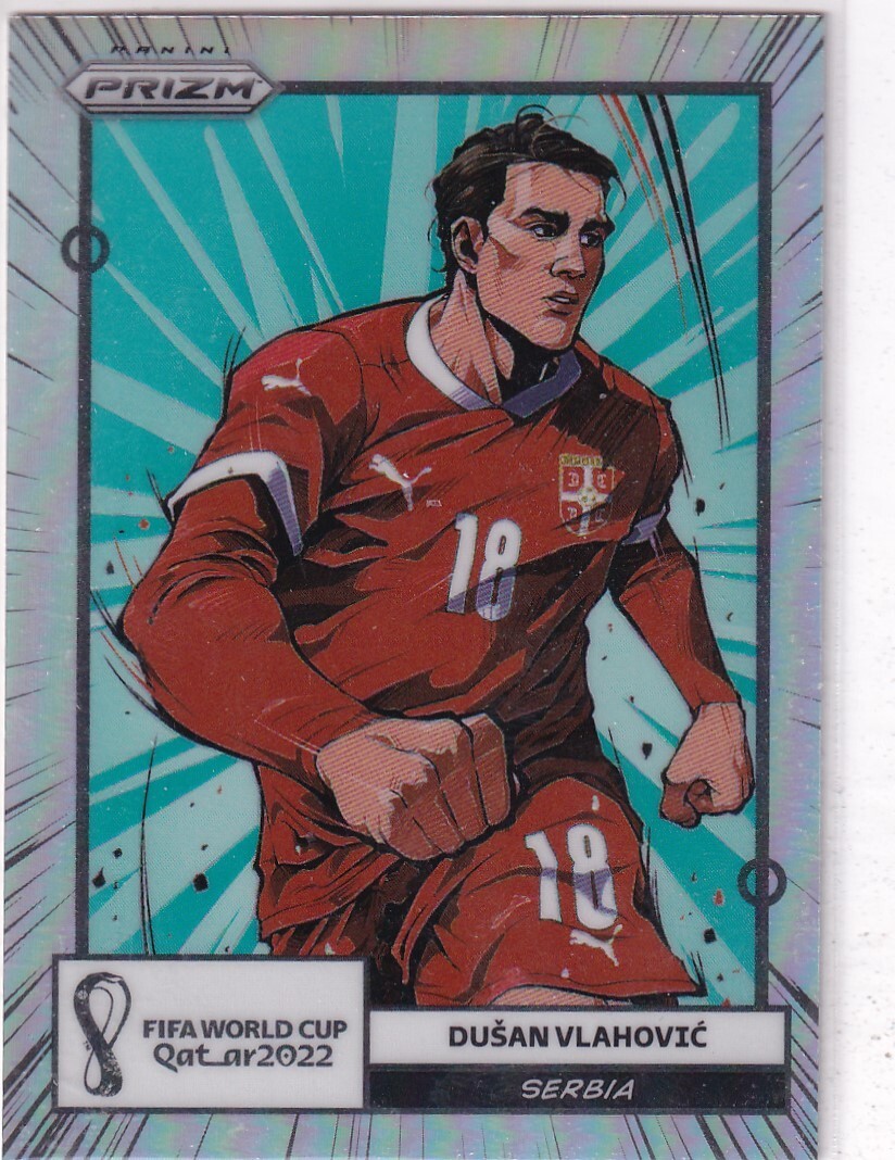 2022 Panini Prizm World Cup Qatar No. 17 Dusan Vlahovic Manga Case Hit SSP