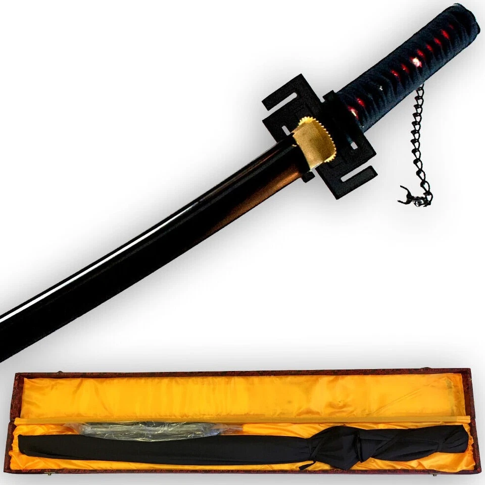 Espada Tensa Zangetsu Funcional Ichigo Kurosaki Katana 1045 HC Acero FULL TANG Foto 3 de 4