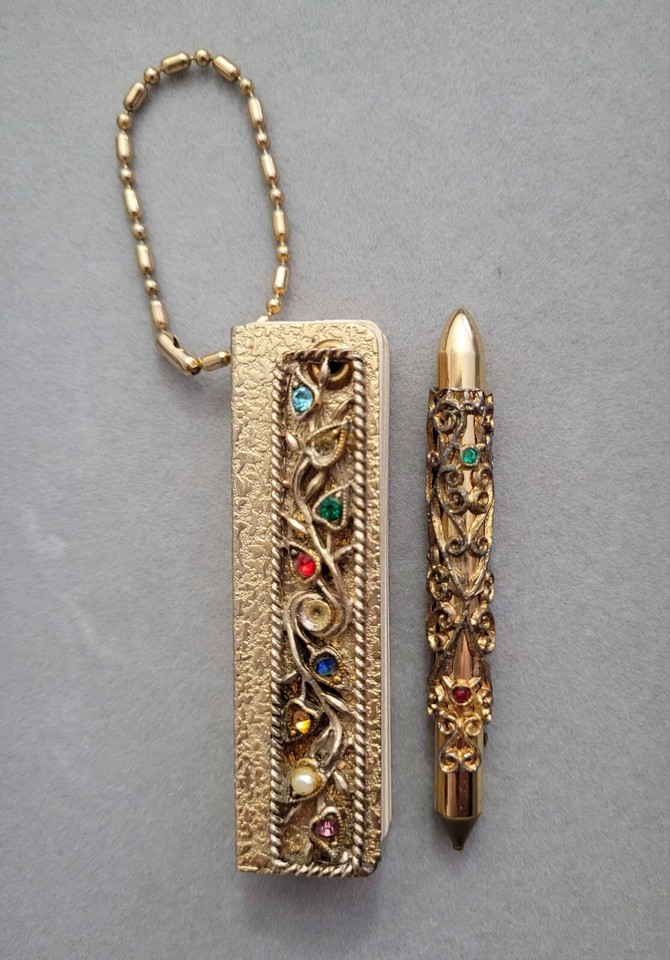 Vtg LOT MCM Mini Pen Pencil Set Rhinestone Germany Petite Point Jewel