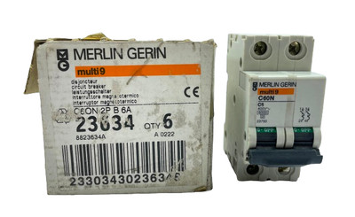 Merlin Gerin C60N 2P B6A 23634 8823634A Miniature Circuit Breaker Multi 9 400VAC