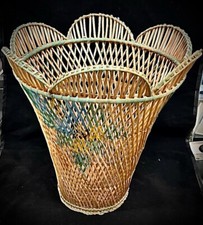 Vintage hand painted wicker flower basket