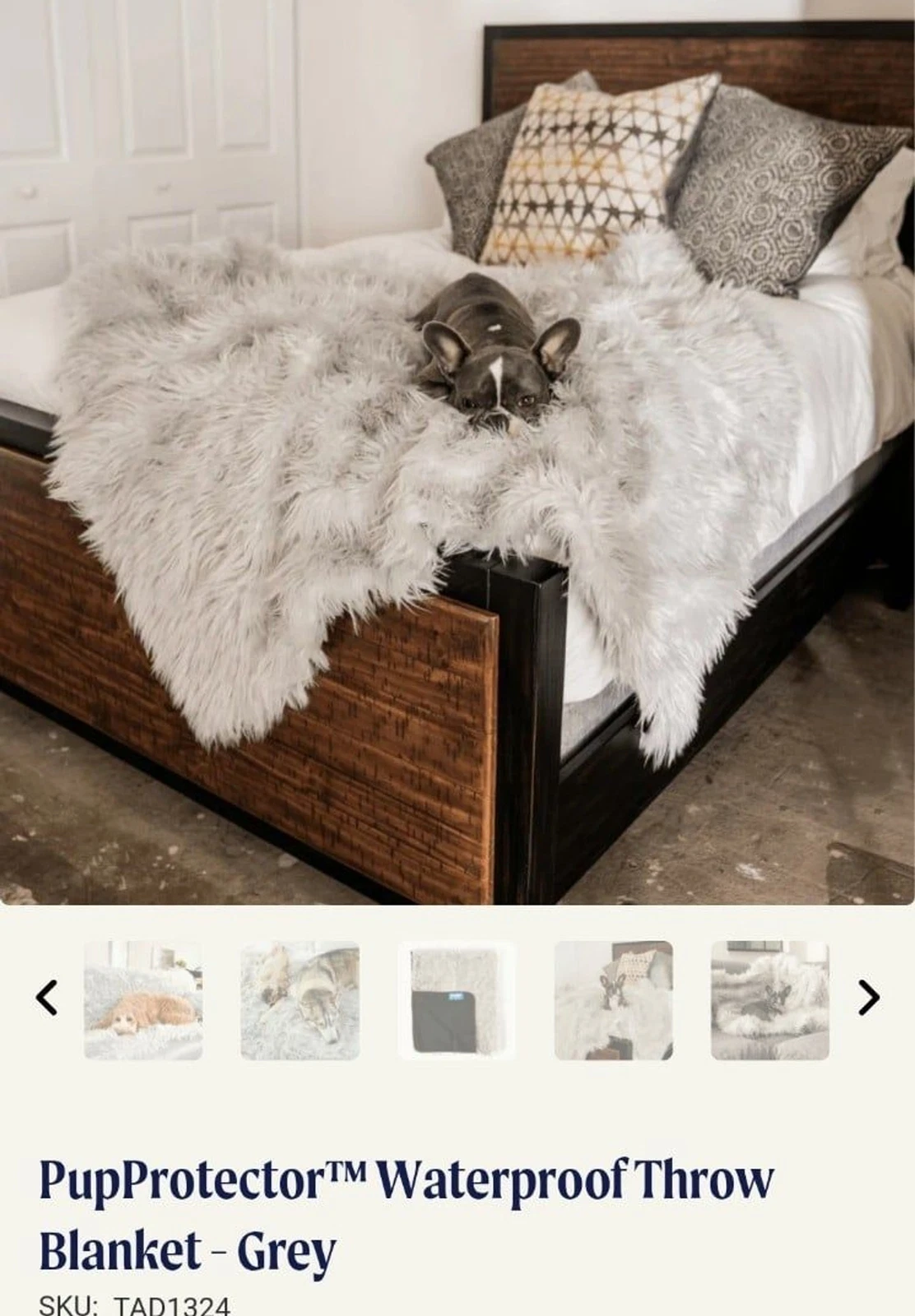 Paw PupProtector Waterproof Pet Blanket PupBlanket Fur Throw Light Grey