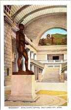 Massasoit Utah State Capitol Statue Memorial Stairs Utah UNP VTG Postcard
