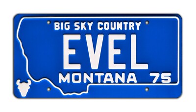 Evel Knievel | Harley Davidson | EVEL | Metal Stamped Montana License Plate