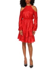 Michael Kors Dress Cold Shoulder Elastic Waist Ruffled Snake Print Plus XXL NEW