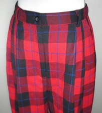 TALBOTS Vintage 10 Red TARTAN Plaid Wool Knee SHORTS S/M High Waist Pleats