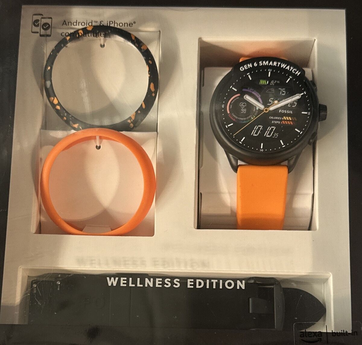 Fossil Gen 6 Wellness Edition Smartwatch, Black + Orange Fossil Gen 6 Wellness Edition Smartwatch, Black + Orange