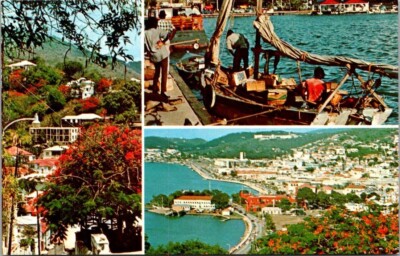 Greetings from Saint Thomas US Virgin Islands VTG Chrome Postcard Unposted A19