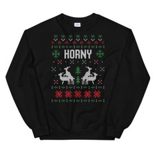 Horny Reindeer Ugly Christmas Style Winter Holiday Party Unisex Sweatshirt