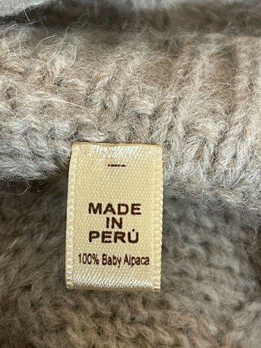 Simply Natural 100% Baby Alpaca Beige Sweater Poncho Made in Peru - Picture 6 of 7