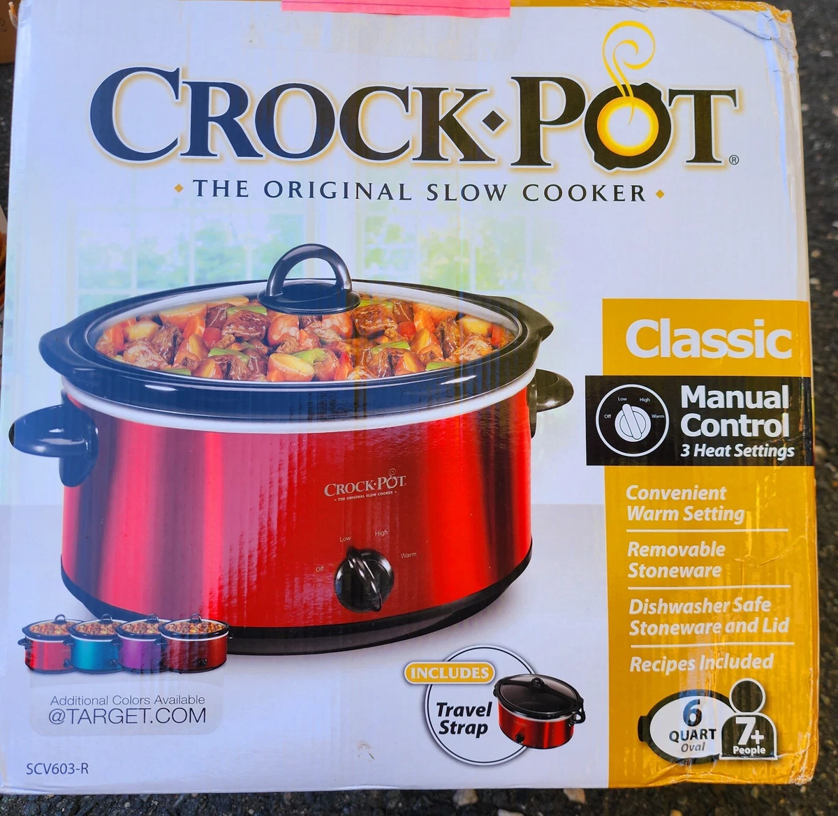 Crock-Pot 7 Qt. Capacity Red Food Slow Cooker Home Cooking Kitchen