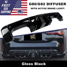 2021-2025 BMW G80 M3 G82/G83 M4 REAR BUMPER DIFFUSER GLOSS BLACK W/LED LIGHT