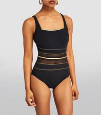Gottex Mesh Inset Black One Piece Swimsuit L113314 Womens Size 8