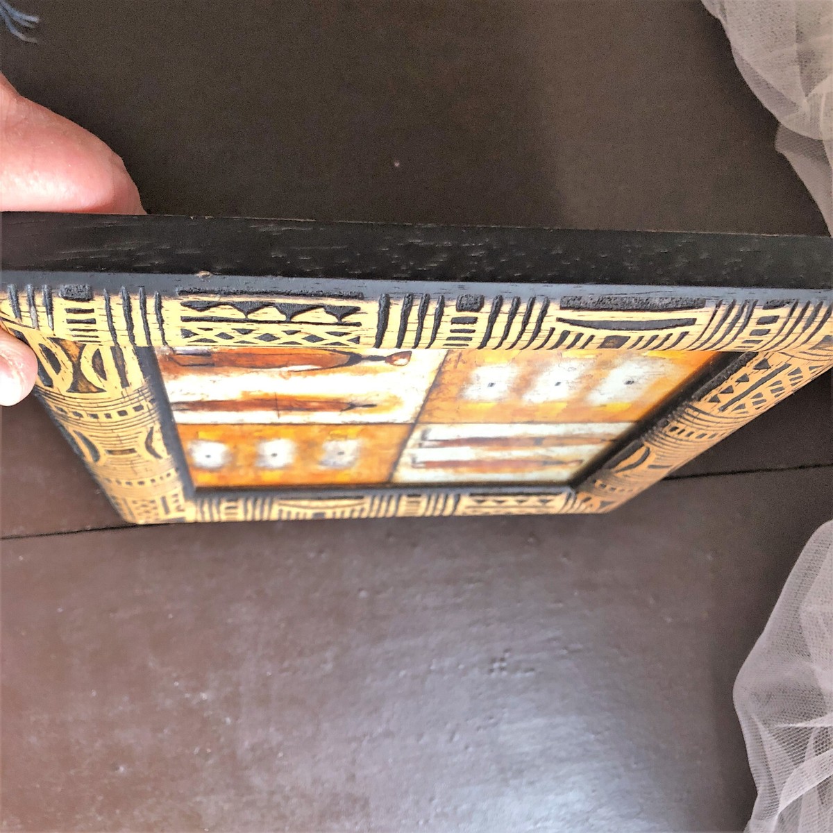 Cadre Mural Bois Sculpté Africain Inspiration Michel Rauscher - 18,7 Cm