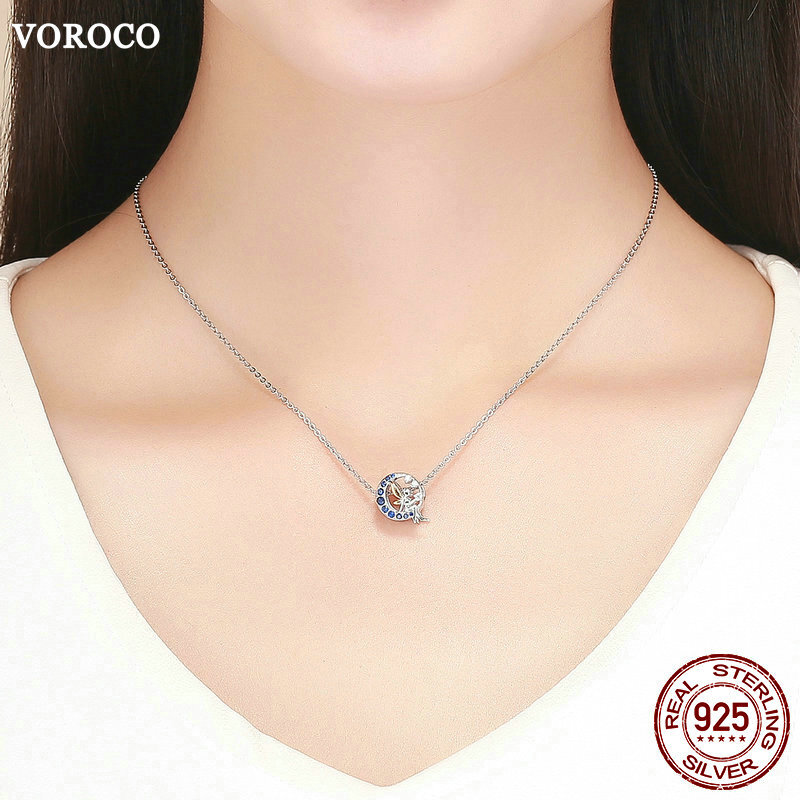 Voroco Pendant 925 Sterling Silver Bead Fox Charm CZ To Women - Foto 9