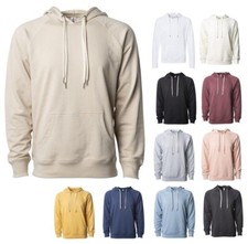 MEN LIGHTWEIGHT COTTON BLEND HOODIE, PULLOVER, DOUBLE LACE DRAWCORD HOOD. XS-3XL