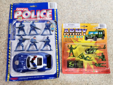 2 Vintage Police  Miltary Sets.1990's Small Toy Sets never Opened.