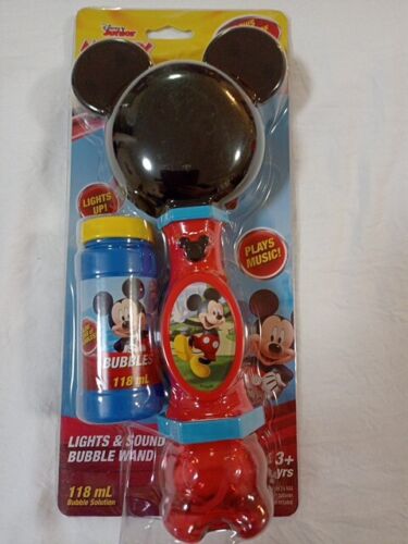 Disney JUNIOR- Mickey Mouse - LIGHTS & SOUND BUBBLE WAND - NEW - Picture 1 of 5