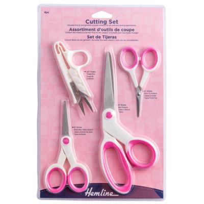 Saum Schneiderei Schere Schneideset mit rosa weißem Griff Nähen Basteln