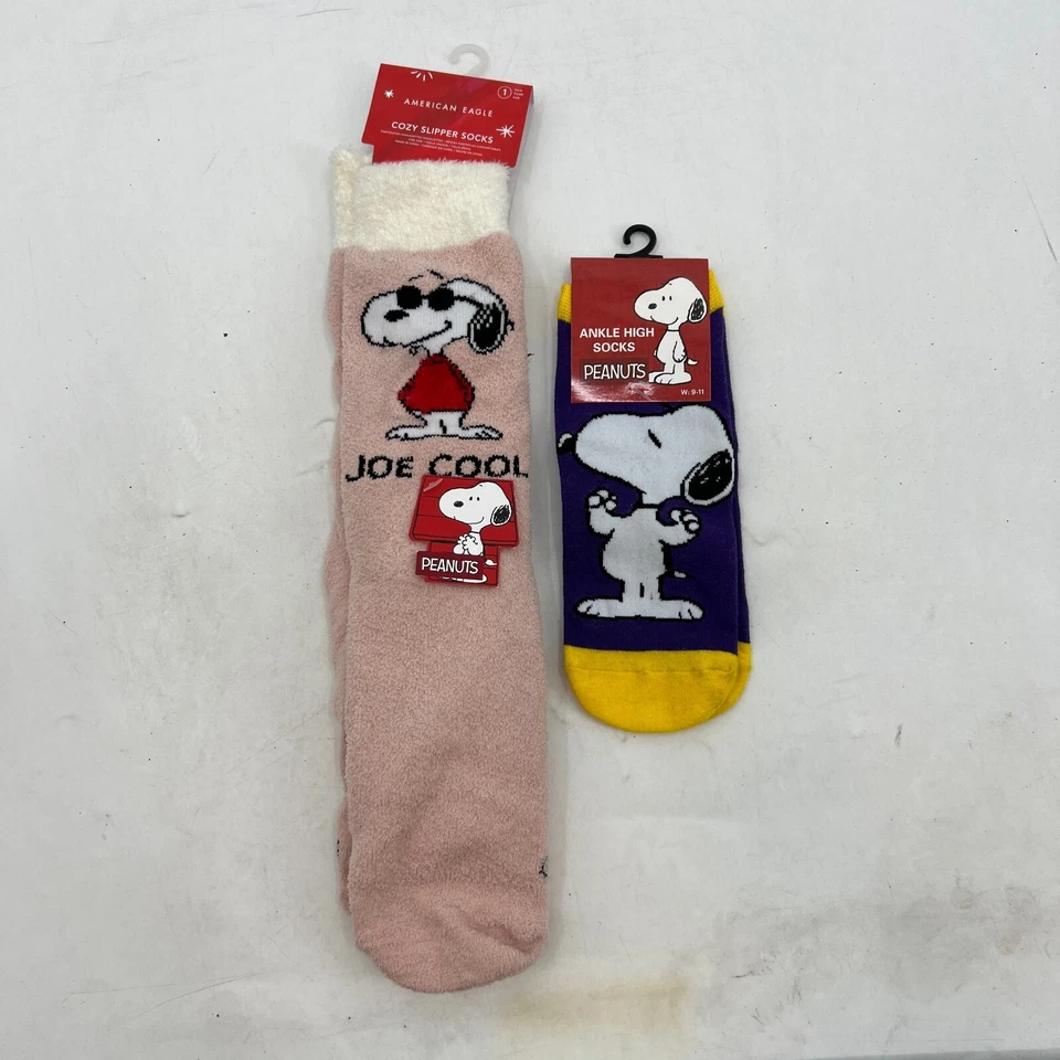 Calcetines American Eagle Mujer Hasta el Tobillo Acogedor Zapatilla Snoopy Joe Cool Peanuts Lote 2 Foto 2 de 4