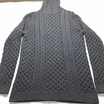 LANDS' END Cable-Knit Wool Blend Turtleneck Sweater Womens