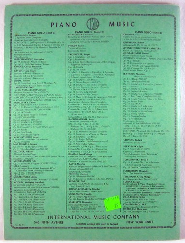 PARTITURA MUSICAL Franck Variaciones Sinfónicas 1963 International Music Co #2159 - Imagen 4 de 4
