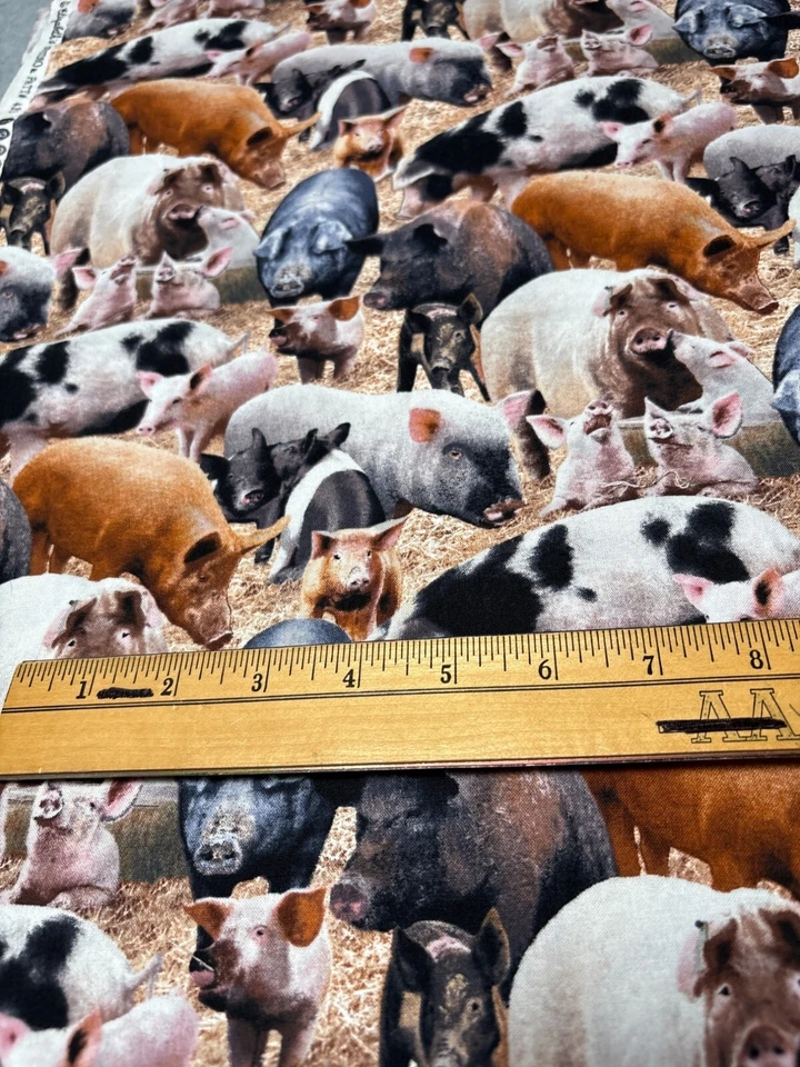 Farm Animal Pig Print Fabric 20"x30" By Elizabeths Studio Cotton Quilting Sewing - Image 3 of 4
