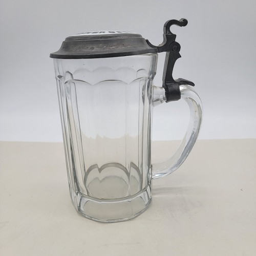 Antique A S Imported Pilsen Beer Glass Stein Inlaid Porcelain Lid Insert- German - Picture 2 of 7