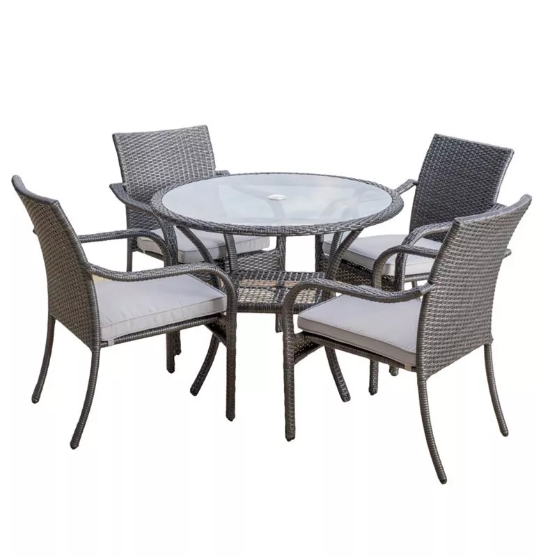 Noble House San Pico 5 Piece Outdoor Dining Set in Gray eBay