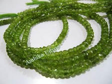 10 strands Natural Peridot Rondelle Beads Size 5-6mm Strand 13 Inches Long