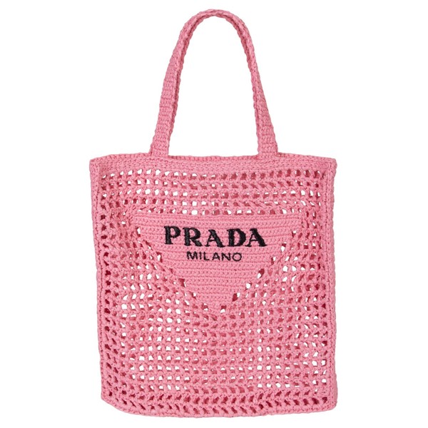 71225 authentische PRADA Blütenblatt rosa GROSSE GEHÄKELTE BEUTELTASCHE Tasche