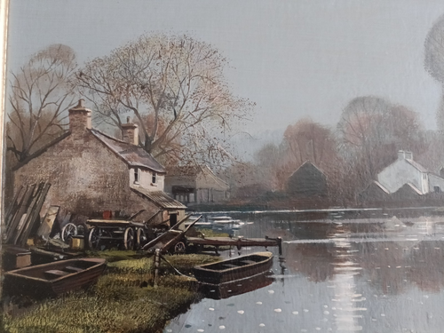 LAWRENCE (Larry) RUSHTON 1919-1994 Original Oil on Canvas "Moonlight" - Picture 3 of 14