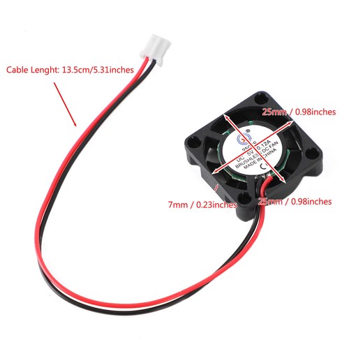 2 Pin Wire Brushless DC Cooling Blower Fan 5V 0.12A 2507S 25x25x7mm - Afbeelding 8 van 14